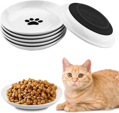 Produktbild von Famanu Katzenfutterstation 6-teilig - Keramische Fressnäpfe mit rutschfester Unterseite