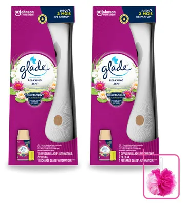 Immagine prodotto di 2 confezioni di starter kit per diffusore automatico Glade Relaxing Zen - 269 ml - confezione risparmio - 2 pezzi