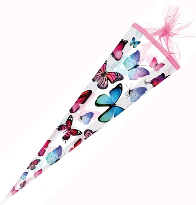 Obrázok produktu pre Školský kužeľ 85 cm šesťhranný "Butterfly 2016" pre dievčatá s tylovým zapínaním/textilným lemom