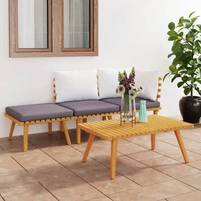 Produktbild von ZMH 4-tlg. Garten-Lounge-Set mit Kissen Massivholz Akazie