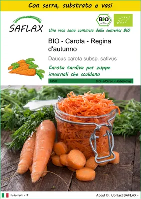 Immagine prodotto di SAFLAX Insieme di coltivazione -- Carota - Regina d'autunno - 1000 semi - Daucus