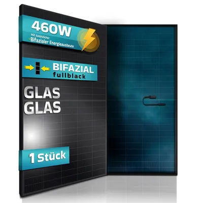 Produktbild von SUNNIVA® Solarmodul 460 W FULL BLACK Bifazial Glas/Glas PV Modul Solarpanel - PMax 460W Bifacial N-Type, für Balkonkraftwerk oder PV Solar Anlage