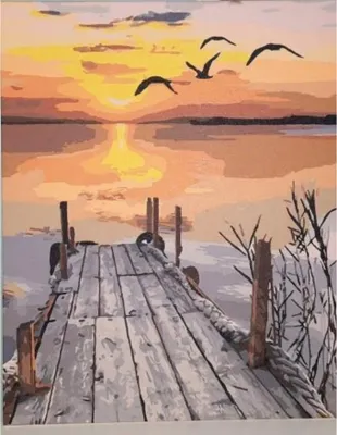 Produktbild von Malen nach Zahlen mit einem Rahmen Gemälde - Landschaft, Sonnenuntergang Deck 40x50 cm