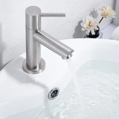 Produktbild von Cecipa MAX Kaltwasser-Standventil Chrom, Waschbeckenarmatur Bad, Höhe 93,4 mm, ideal für Gäste-WC
