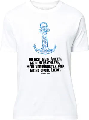 Produktbild von Mr. & Mrs. Panda Größe L T-Shirt Anker Blau - Weiß - Geschenk, mit Spruch, Tshirt, Lustige Sprüche, Shirt