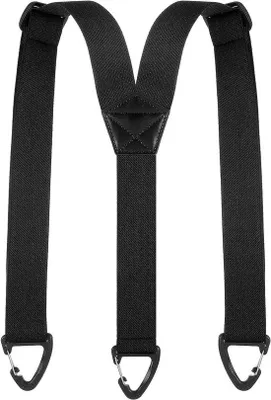 Immagine prodotto di Brettine regolabili da uomo in nero con 3 fibbie - Per abiti eleganti, jeans e pantaloni da lavoro - Lunghezza regolabile