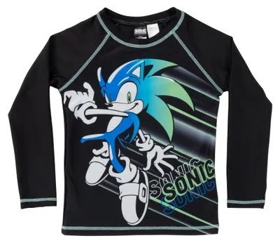 Produktbild von Sonic The Hedgehog Schwimmshirt UV-Schutz 50+ für Jungen - Kinder Langarm Badeshirt Shirt Badebekleidung Rashguard Schwarz 122-128