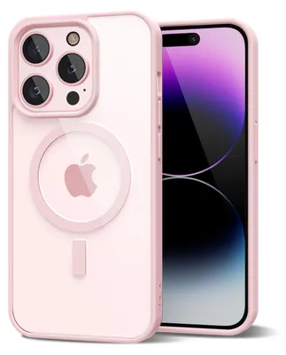 Obrázek produktu pro Magnetický kryt pro iPhone 14 Pro Max, kompatibilní s MagSafe, průhledné nárazuvzdorné pouzdro, ochranný zadní kryt Růžový