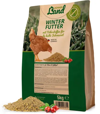 Produktbild von HÜHNER Land Hühnerfutter – Winterfutter für Hühner 5kg I Hühner Winterkorn, Hühnerfutter Ohne Gentechnik und Zusätze, Alleinfutter winterfit, für Immunsystem & Stoffwechsel