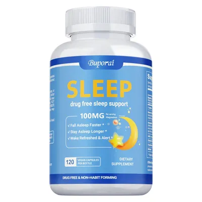 Produktbild von Sleep 100mg (120 Kapseln) Nahrungsergänzungsmittel, Schlaf, Stress, Angst, Stimmung, Erholung, Stressabbau, Tiefenschlaf