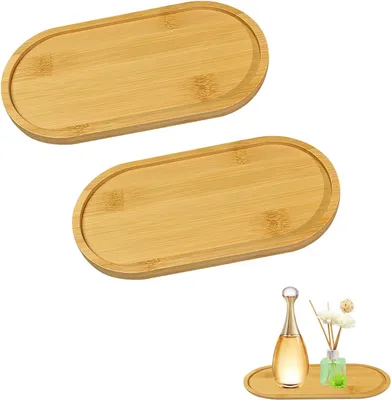 Image de Tablette en bambou de 17,5 x 9 cm, idéale pour la salle de bain, organisateur en bois pour produits de beauté