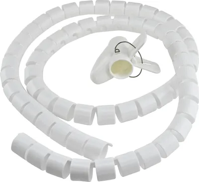 Produktbild von Bambelaa! Kabelschlauch 1,5m Kabelkanal kürzbar Kunststoff flexible Kabelorganisation 20mm Durchmesser (Weiß, 1,5m)