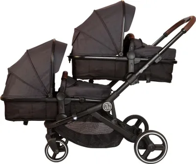 Produktbild von Babygo Twinner Grey Tandem-Geschwisterwagen inkl. 2 Autositze