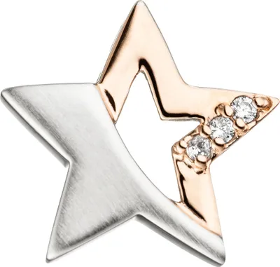 Produktbild von Anhänger Stern weiße Zirkonia 925 Silber teilmattiert vergoldet Silberanhänger