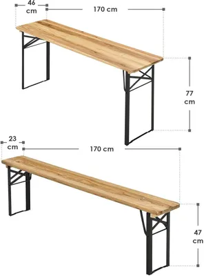 Produktbild von Juskys Bierzeltgarnitur Bichl 3-teilig klappbar - Biertisch + 2 Bierbänke - Holz