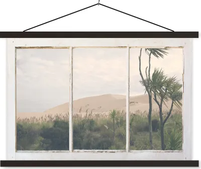 Produktbild von MuchoWow® Textilposter Aussicht - Düne - Strand 120x80 cm mit schwarzem Rahmen - Wanddeko