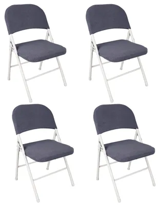 Image de Housses stretch pour chaises pliantes, en velours lavable, lot idéal pour les salles à manger, les mariages et les événements
