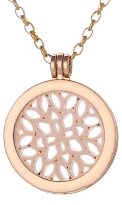 Produktbild von Morella Damen Halskette gold 70 cm Edelstahl mit Amulett und Coin 33 mm Blätterwald roségold in Schmuckbeutel