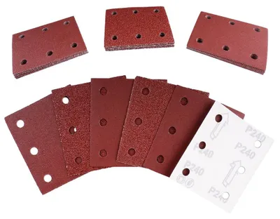 Produktbild von Schleifpapier, 70 Stück, 6-Loch, 115 x 101 mm, Körnung 40/60/80/100/120/180/240