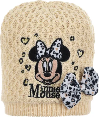 Produktbild von Minnie Mouse Baby Mädchen Winter-Mütze Strick-Mütze mit Schleife    , Farbe:Weiß, Größe:50