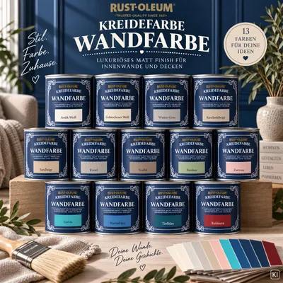 Produktbild von Rust-Oleum Kreidefarbe Wandfarbe 1 L Tuchmatt Innen Wände & Decken Farbauswahl, Farbton:Trüffel