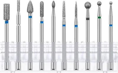 Produktbild von Professioneller Diamant Bits für Nagelfräser,Schleifkörper Set für Maniküre Nagelpflege, Entfernen Nagelhaut Kit,Legierter Wolframstahl Bits（Satz von 10）