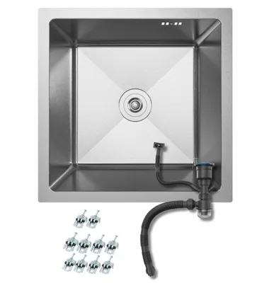 Immagine prodotto di ANW HOME Lavello cucina sottotop 44x44 cm, 1 vasca, acciaio inox 304, nano argento, profondità 22 cm, con sifone, , lavello cucina moderno