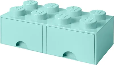 Produktbild von LEGO Aufbewahrungsbox in Ziegelsteinform mit 2 Schubladen 8 Noppen - Türkis