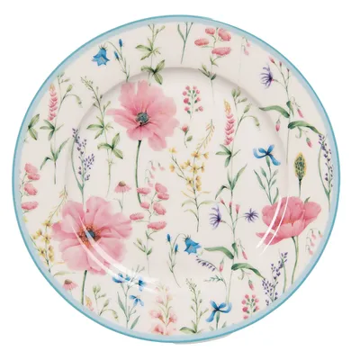 Produktbild von Clayre & Eef Frühstücksteller Ø 19 cm Weiß Rosa Porzellan Blumen