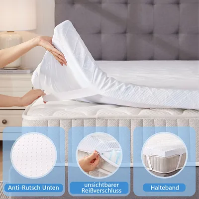Produktbild von WENTA H3 Matratzentopper 180x200 cm, 5-Zonen Ergonomischer Topper, 7cm Höhe Gel-Memory-Schaum Topper mit Kühlfunktion,atmungsaktiv für Boxspringbetten