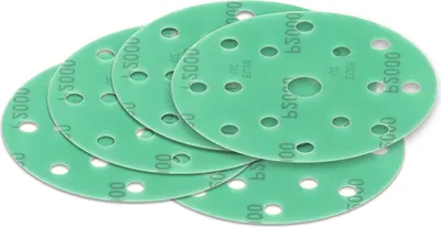 Produktbild von 10 Stück 150 mm Exzenter Schleifscheiben P1500 Körnung , 15 Loch, green Film , Haft Klett Schleifpapier