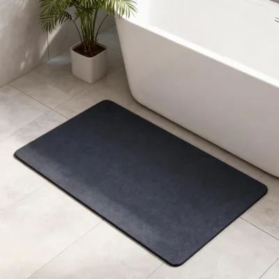 Obrázek produktu pro Protiskouzavá rohož do koupelny, rozměry 40x60 cm, s vlasem, barva tmavě modrá, omyvatelná