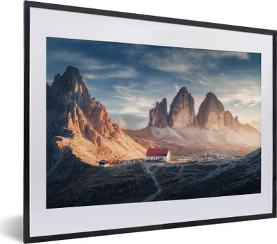 Produktbild von MuchoWow® Gerahmtes Poster Haus - Berge - Landschaft 40x30 cm - Poster mit Schwarzem Bilderrahmen Wandposter Rahmen Foto Bilder - Bilderrahmen - Poster im Rahmen