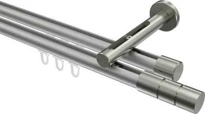 Produktbild von Interdeco Innenlaufstange / Gardinenstange mit Innenlauf Silbergrau / Edelstahl-Optik, Typ Siteno Elanto (Rillenzylinder), 20 mm Ø 2-läufig, 400 cm