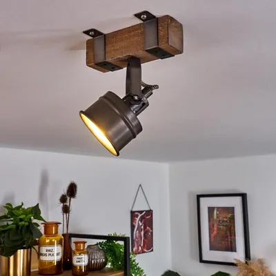 Produktbild von Villanuova »Villanuova« Wandlampe aus Metall/Holz in Braun/Schwarz/Grau