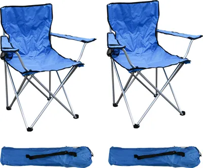 Produktbild von 2-er Set Anglersessel mit Getränkehalter und Tasche Blau belastbar bis 120kg