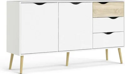 Produktbild von Sideboard OSLO Anrichte Kommode Weiß / Eiche Struktur