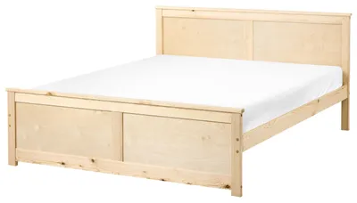 Produktbild von BELIANI Bett Hellbraun Kiefernholz 140 x 200 cm mit Kopfteil Lattenrost Skandinavischer Stil Holzbett