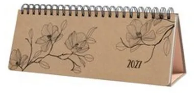 Image de Calendrier de bureau Jolie 2027, format 1/2 A4 paysage, marron, noir