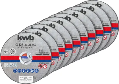 Immagine prodotto di kwb 712022 Set di dischi da taglio 10 pezzi 125 mm 22,23 mm 10 pezzi