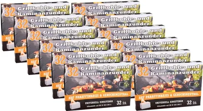 Produktbild von 12x Kohleanzünder 32er-Pack Ofenanzünder Grillanzünder Kaminanzünder Anzünder