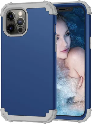Produktbild von iPhone 12 Pro Max Hülle, 3 in 1 Hybrid PC TPU Stossfest Robust Schutzhülle für iPhone 12 Pro Max Navy blau