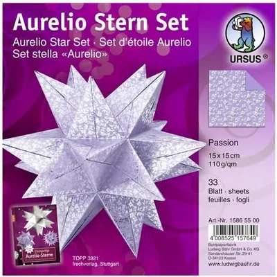 Produktbild von Faltblätter Aurelio Stern Passion 110g/qm 15x15cm silber