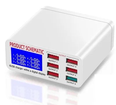 Productafbeelding van DrPhone SMARTC8 Multi USB HUB Oplaadstation Met Digtale LCD Scherm – 40W met QC