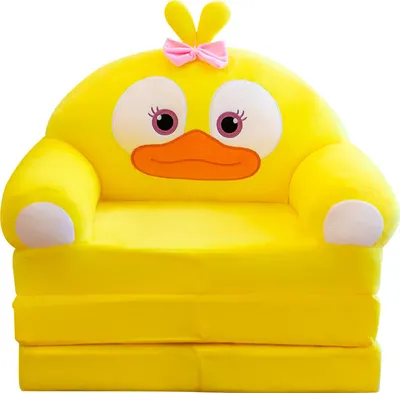 Produktbild von Ausklappbare Kindercouch, faltbarer Prinzessinnenstuhl, Schlafsofa für Kinder, faltbarer Kleinkinderbett-Liegestuhl für Schlafzimmer (gelb)