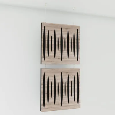 Obrázok produktu pre Sada štyroch dekoratívnych akustických panelov | 100x50 cm | Visacie priečky do miestnosti | Modulárne panely na absorbovanie zvuku | PULSAR | Sonoma