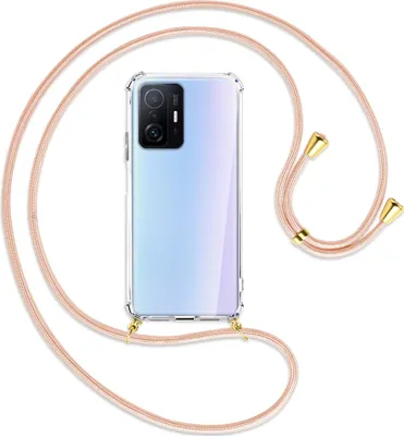 Produktbild von Handykette Backcover-Schutzhülle mit Band (Metall goldfarben) für Xiaomi Mi 11T - rose peach