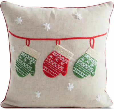 Image de EUROFIRANY | Housse de coussin décoratif - Taie d'oreiller de Noël - 45 x 45 cm - Beige - Taie d'oreiller décoratif de Noël - Noël