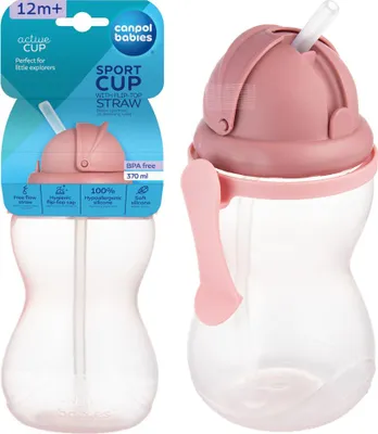 Zdjęcie produktu dla CANPOL Bidon ze składaną silikonową słomką 370ml różowy