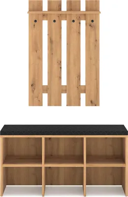Produktbild von Garderobe Renes Flurgarderobe Eiche Artisan schwarz 2-teilig